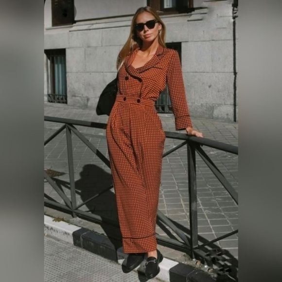 Zara Double Breasted Plaid Jumpsuit, - Picture 6 of 16